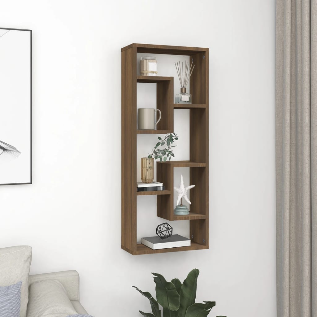 Étagère murale Chêne marron 36x16x90 cm Bois d'ingénierie - XIOS