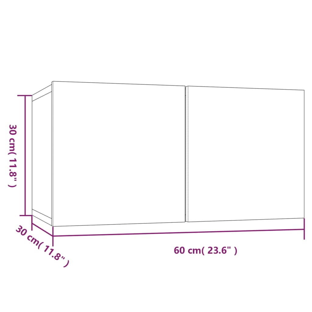 Armoire TV suspendue Chêne fumé 60x30x30 cm Bois d'ingénierie - XIOS