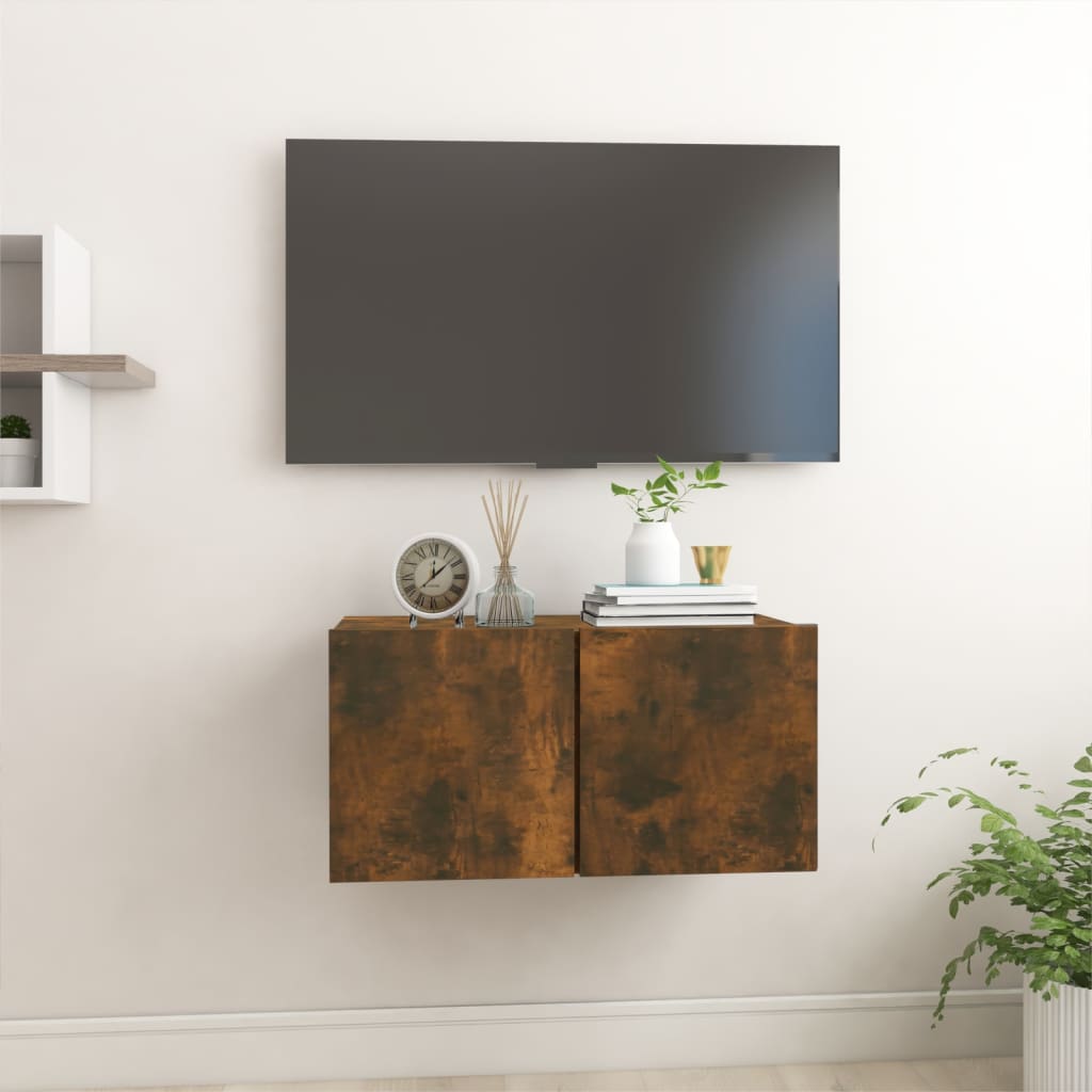 Armoire TV suspendue Chêne fumé 60x30x30 cm Bois d'ingénierie - XIOS
