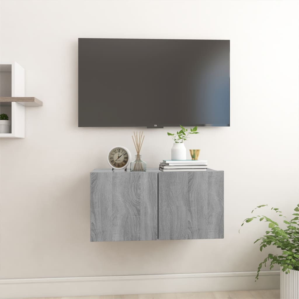 Armoire TV suspendue Sonoma gris 60x30x30 cm Bois d'ingénierie - XIOS