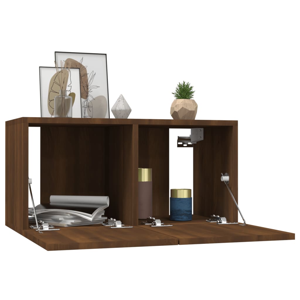 Armoire TV suspendue Chêne marron 60x30x30 cm Bois d'ingénierie - XIOS