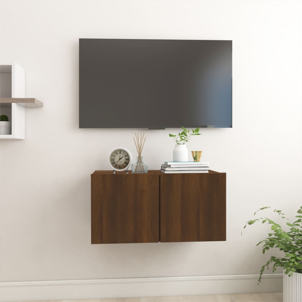 Armoire TV suspendue Chêne marron 60x30x30 cm Bois d'ingénierie - XIOS