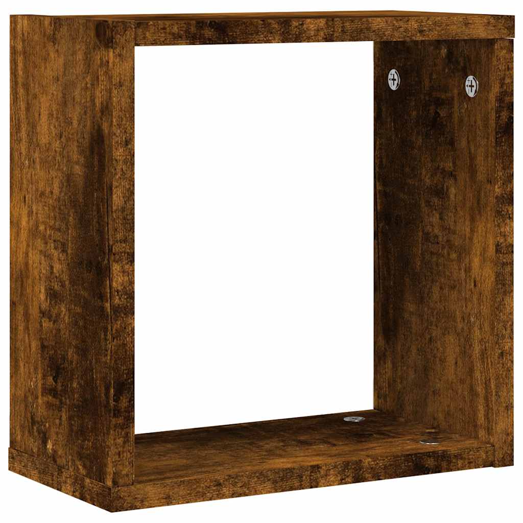 Étagères murales sous forme de cube 4 pcs chêne fumé 30x15x30cm - XIOS
