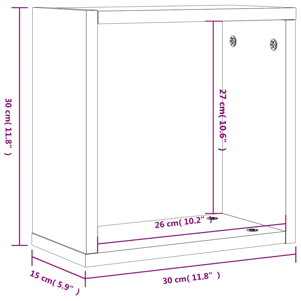 Étagères murales sous forme de cube 6 pcs chêne fumé 30x15x30cm Étagères murales & corniches vidaXL