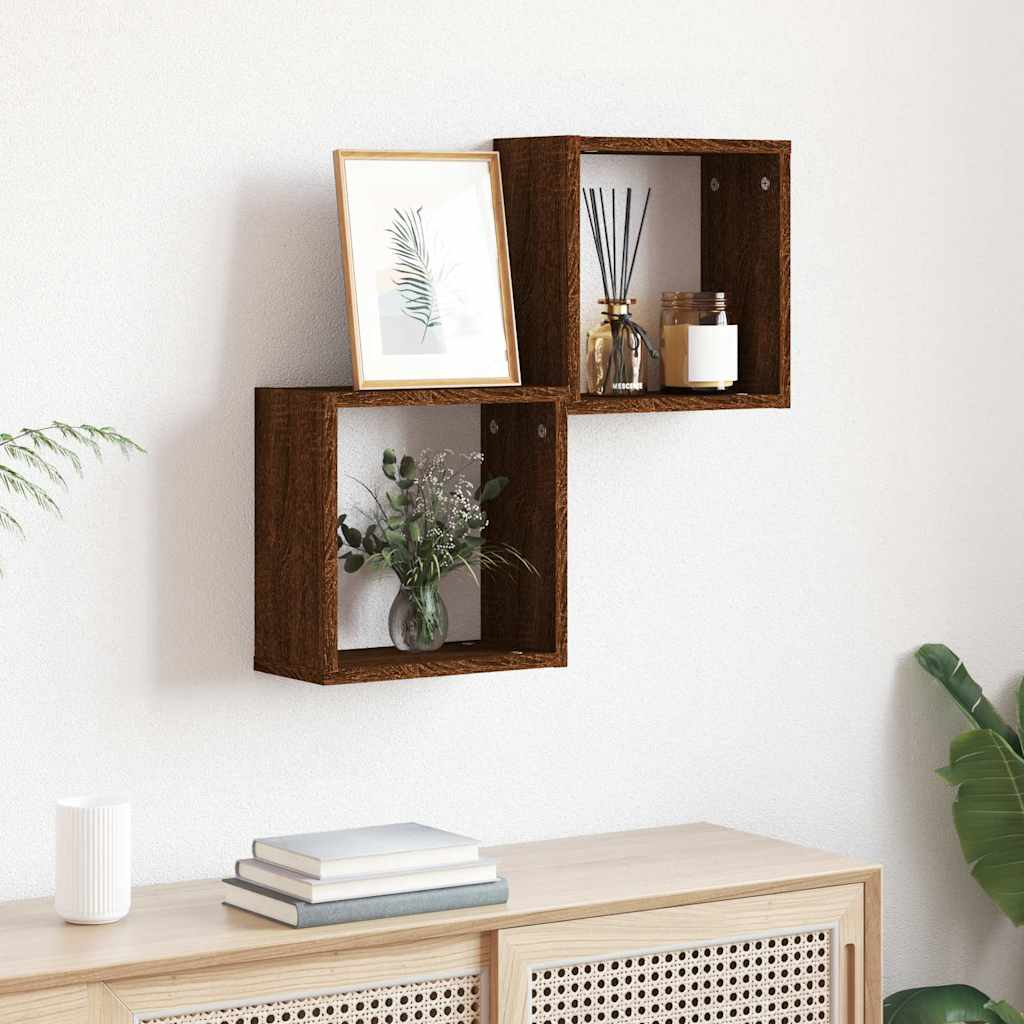Étagères murales sous forme cube 2 pcs chêne marron 30x15x30cm - XIOS