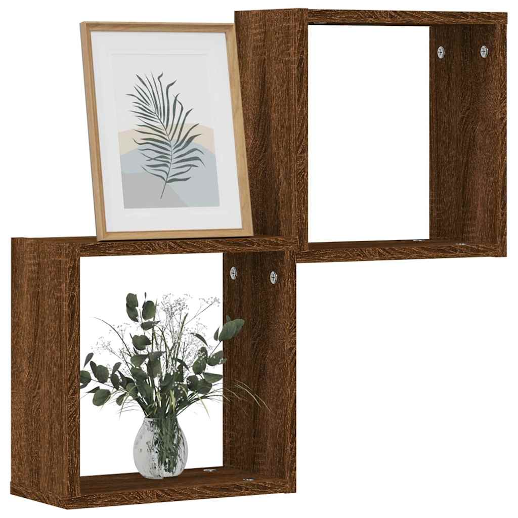 Étagères murales sous forme cube 2 pcs chêne marron 30x15x30cm - XIOS