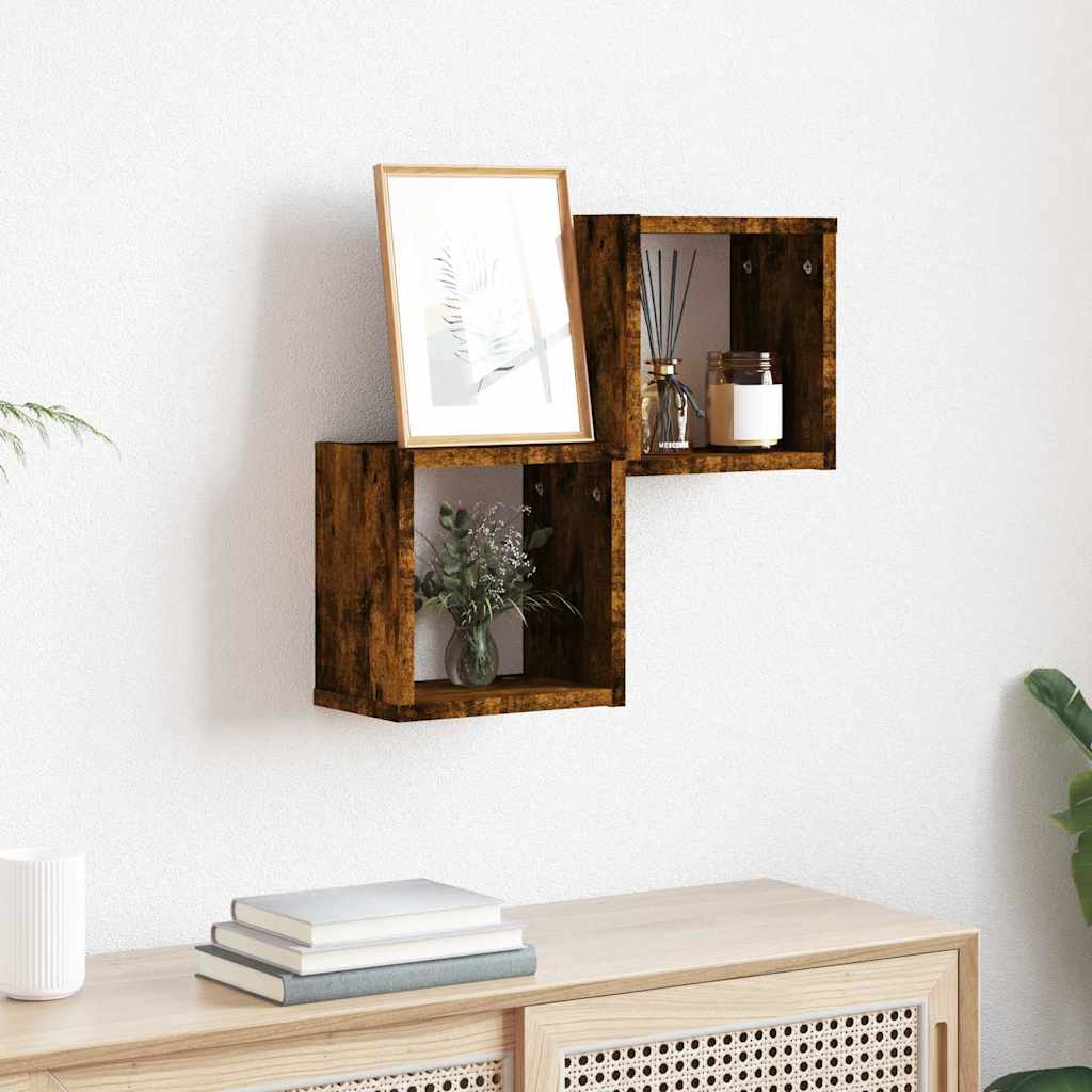 Étagères Murales 2 pcs Marron 26 x 15 x 26 cm Bois d'ingénierie - XIOS