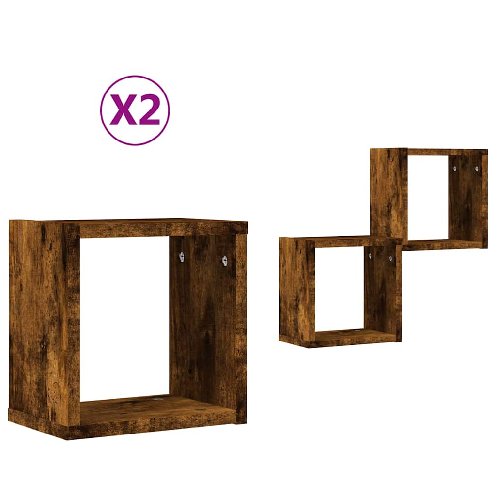 Étagères Murales 2 pcs Marron 26 x 15 x 26 cm Bois d'ingénierie - XIOS