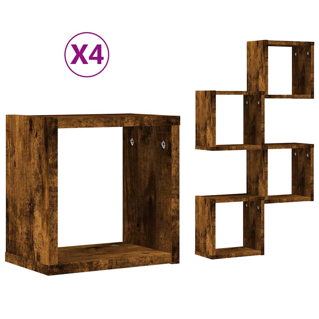 Étagères Murales 4 pcs Marron 26 x 15 x 26 cm Bois d'ingénierie - XIOS