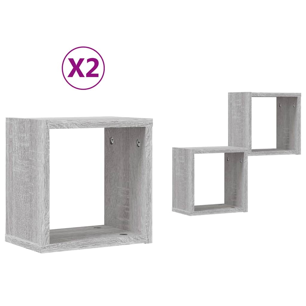 Étagères Murales 2 pcs Gris 26 x 15 x 26 cm Bois d'ingénierie - XIOS