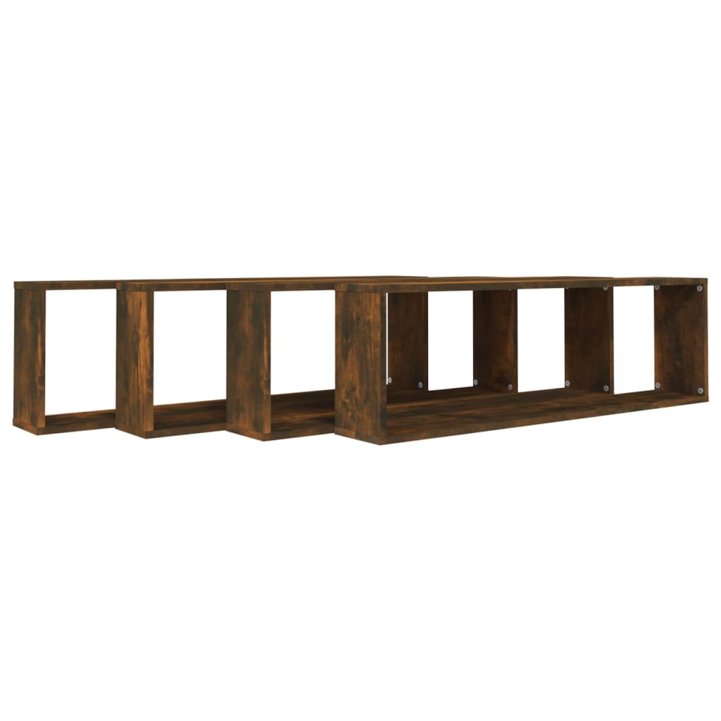 Étagères murales cubiques 4 pcs Chêne fumé 100x15x30 cm - XIOS