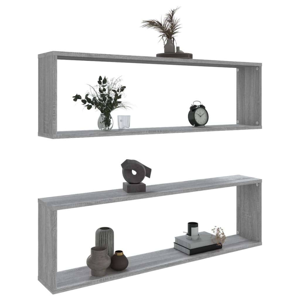 Étagères murales cube 2 pcs Sonoma gris 100x15x30 cm Bois - XIOS