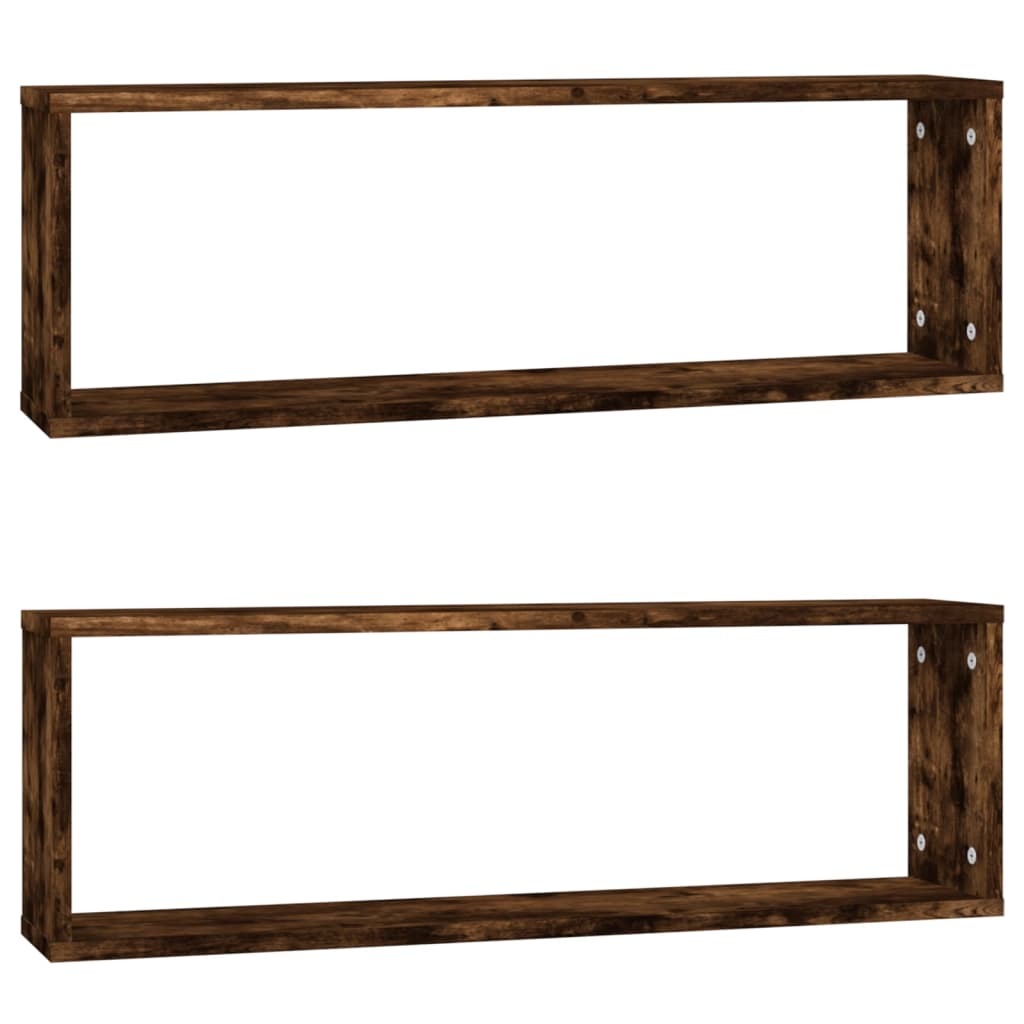 Étagères murales cubiques 2 pcs Chêne fumé 80x15x26,5 cm - XIOS