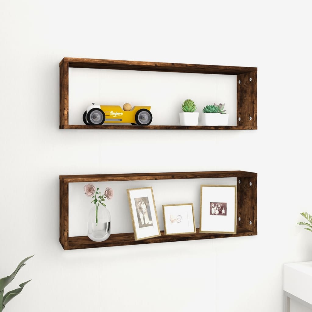 Étagères murales cubiques 2 pcs Chêne fumé 80x15x26,5 cm - XIOS