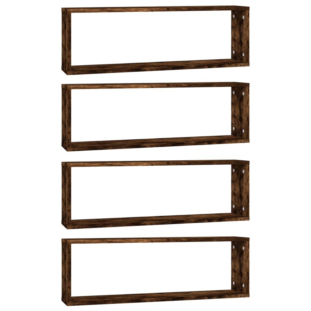 Étagères murales cubiques 4 pcs Chêne fumé 80x15x26,5 cm - XIOS