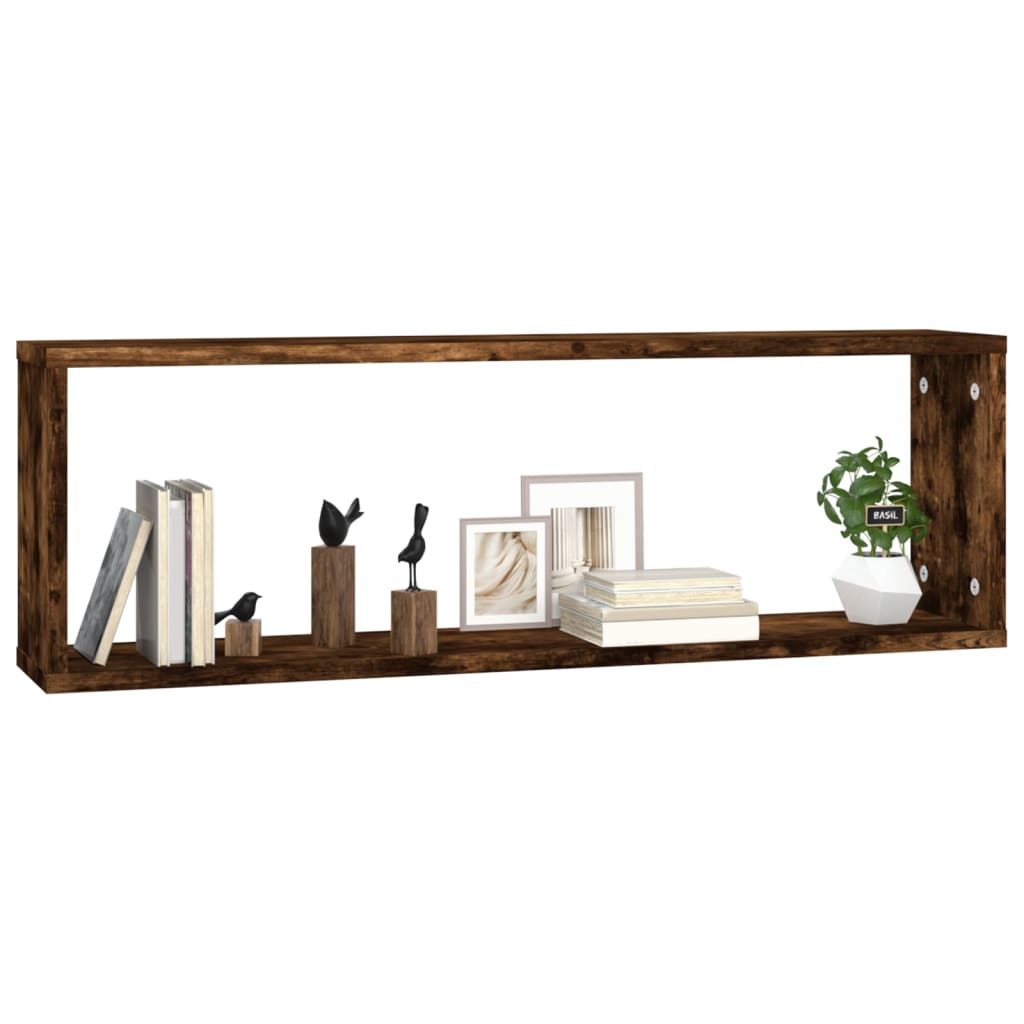 Étagères murales cubiques 4 pcs Chêne fumé 80x15x26,5 cm - XIOS