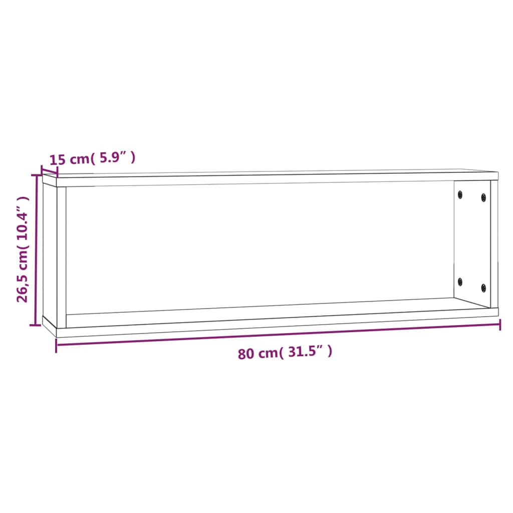 Étagères murales cubiques 4 pcs Chêne fumé 80x15x26,5 cm - XIOS