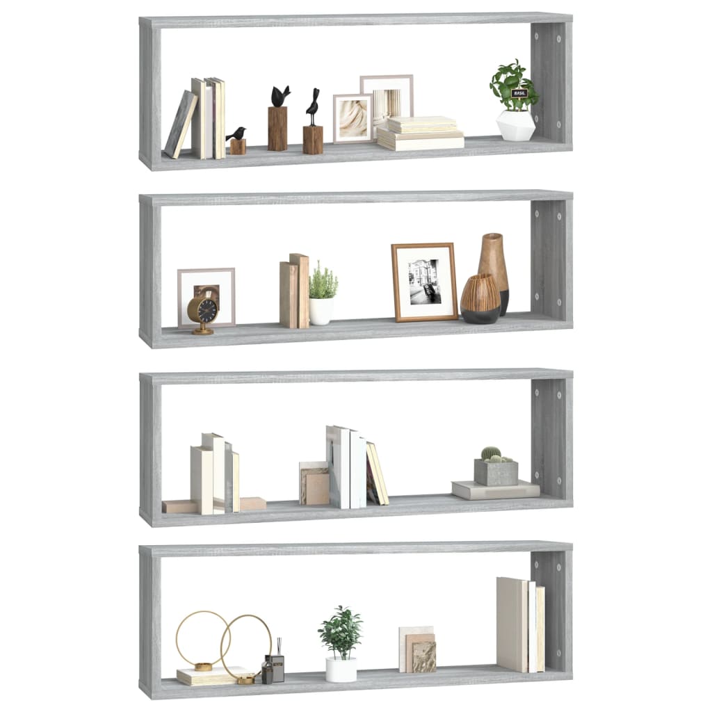 Étagères murales cubiques 4 pcs Sonoma gris 80x15x26,5 cm - XIOS