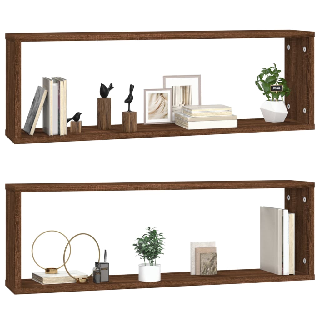 Étagères murales cubiques 2 pcs Chêne marron 80x15x26,5 cm - XIOS