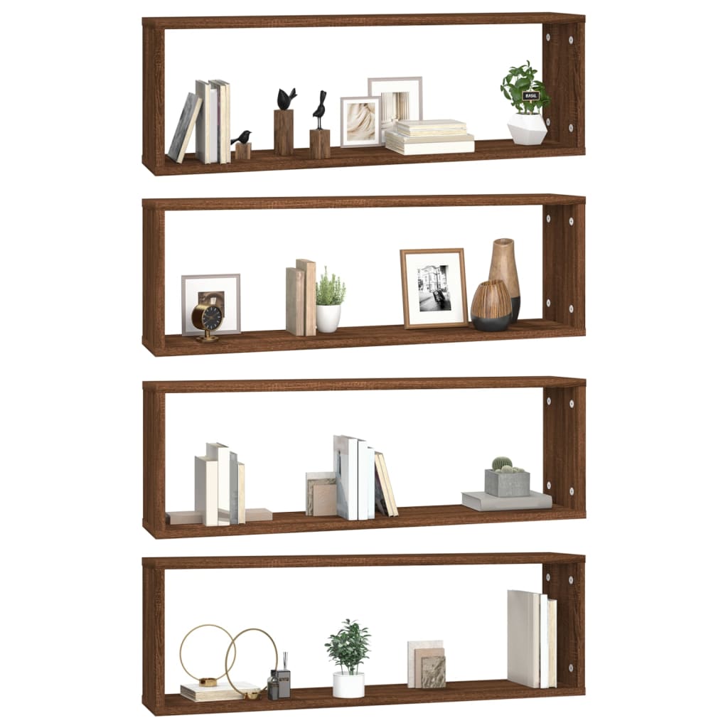 Étagères murales cubiques 4 pcs Chêne marron 80x15x26,5 cm - XIOS