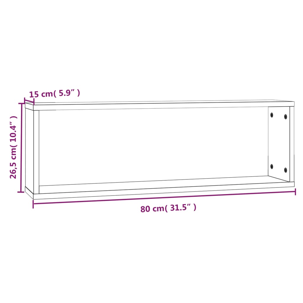 Étagères murales cubiques 4 pcs Chêne marron 80x15x26,5 cm - XIOS