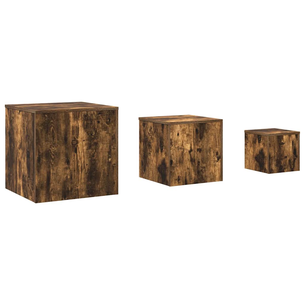 Tables d'appoint 3 pcs Chêne fumé Bois d'ingénierie - XIOS