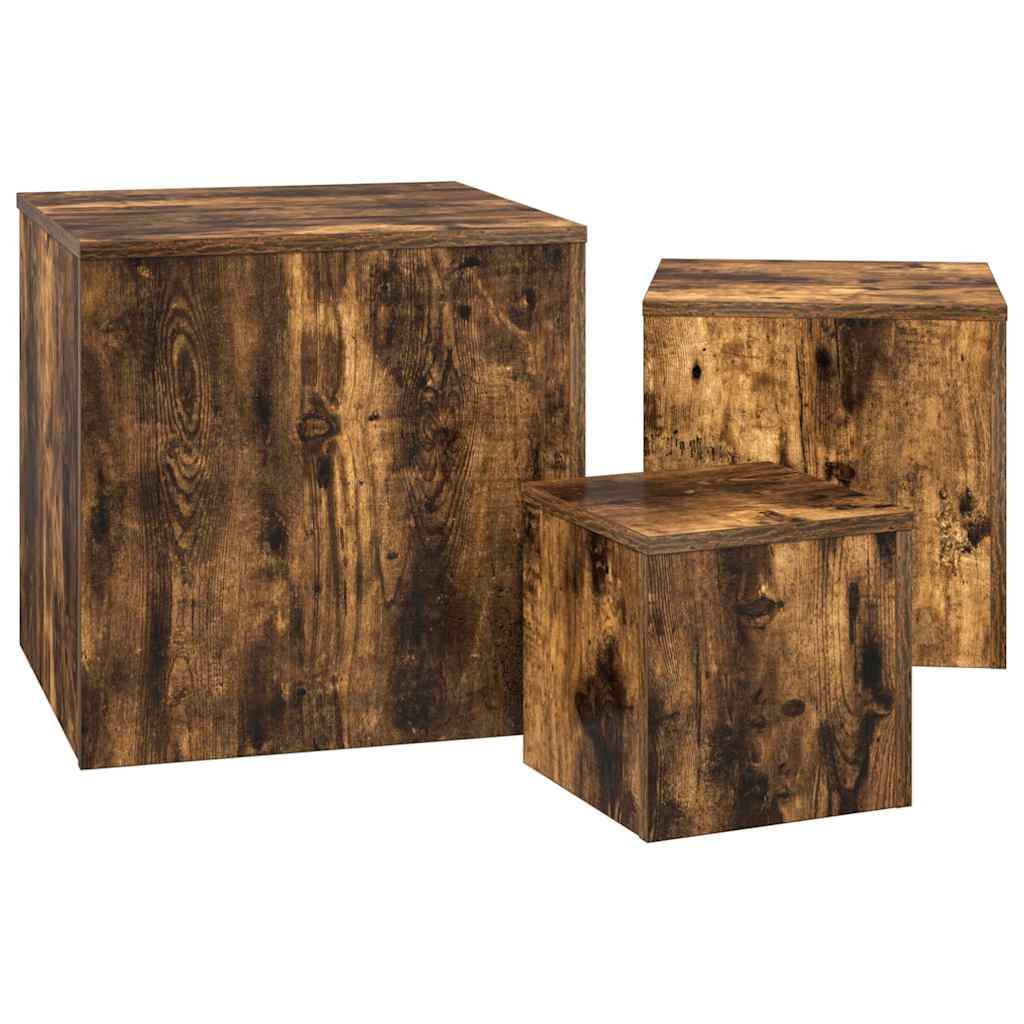 Tables d'appoint 3 pcs Chêne fumé Bois d'ingénierie - XIOS