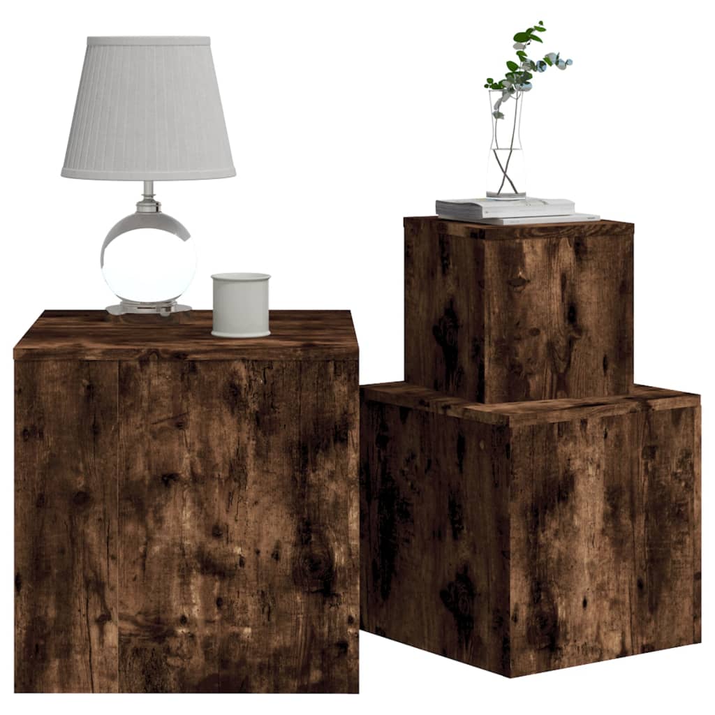 Tables d'appoint 3 pcs Chêne fumé Bois d'ingénierie - XIOS