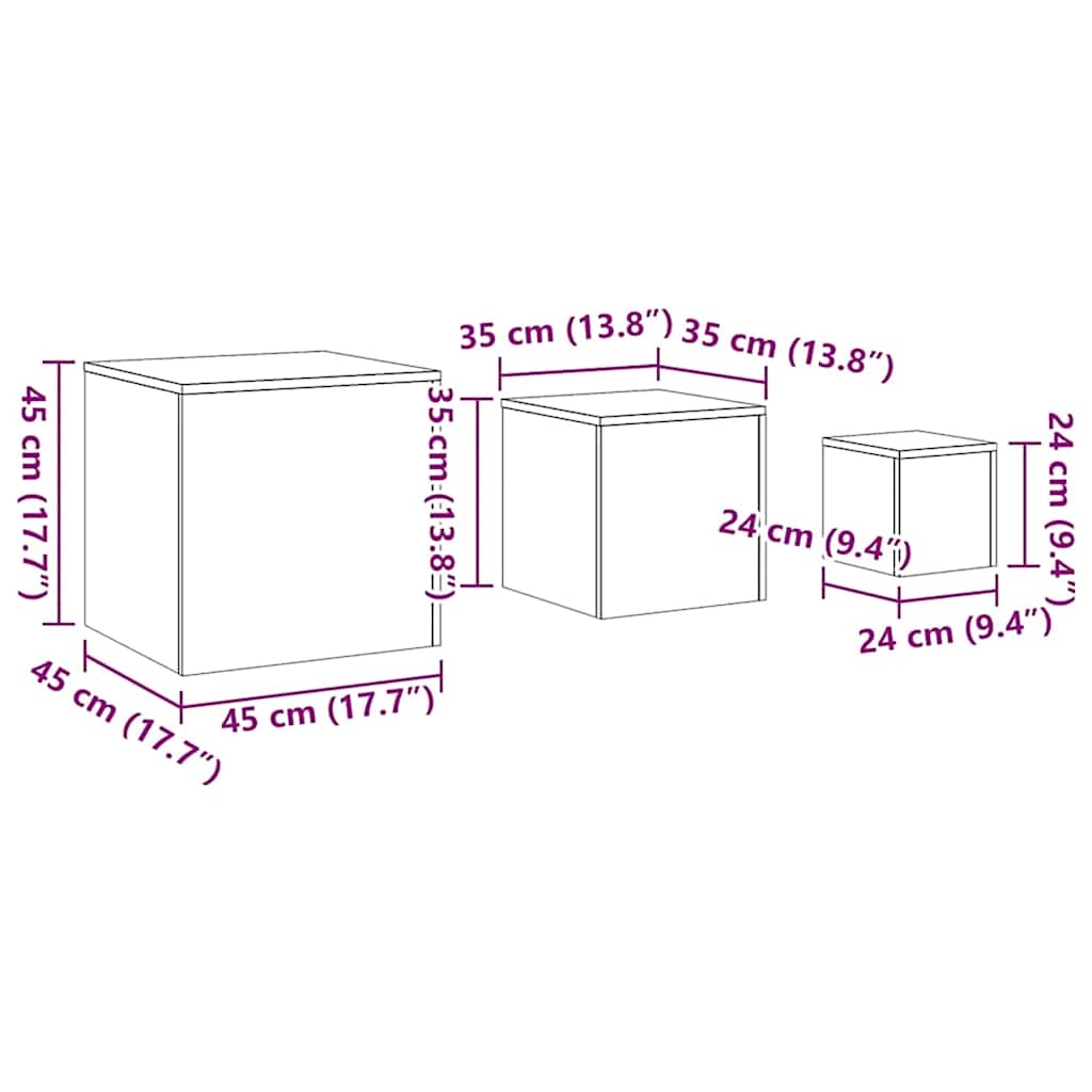 Tables d'appoint 3 pcs Chêne fumé Bois d'ingénierie - XIOS