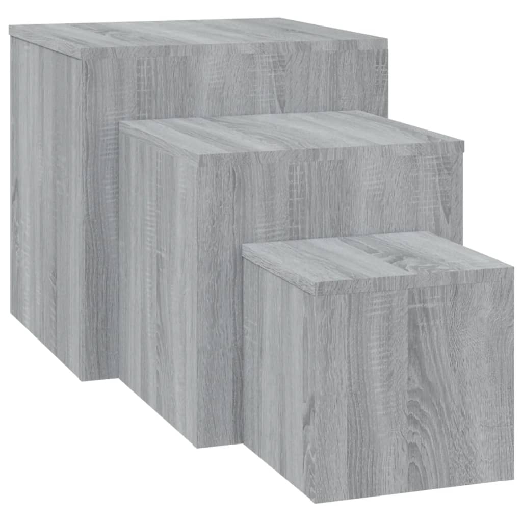 Tables d'appoint 3 pcs Sonoma gris Bois d'ingénierie - XIOS