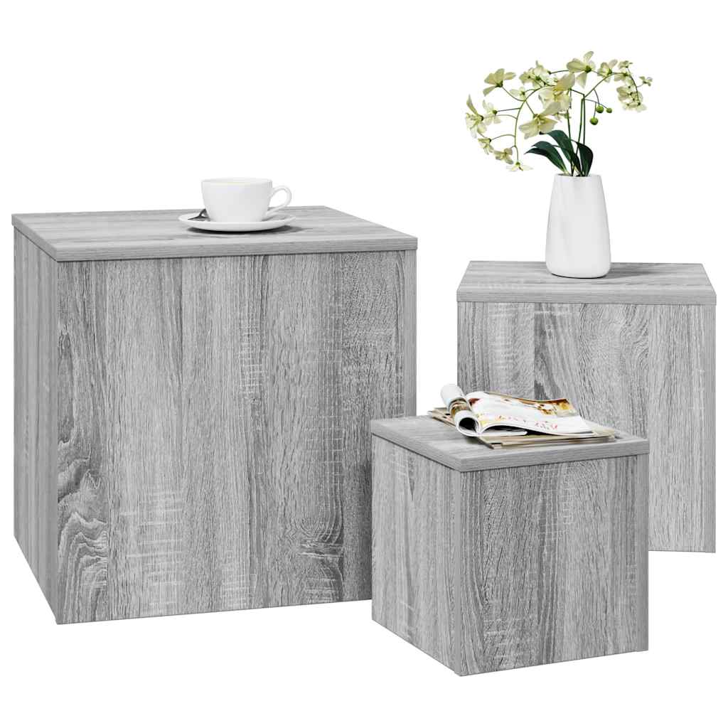 Tables d'appoint 3 pcs Sonoma gris Bois d'ingénierie - XIOS