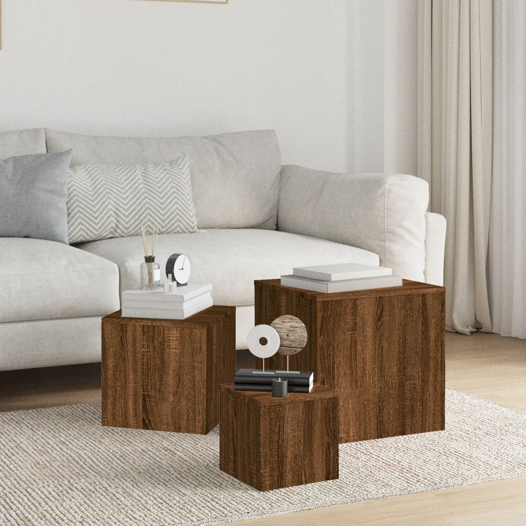 Tables d'appoint 3 pcs Chêne marron Bois d'ingénierie - XIOS