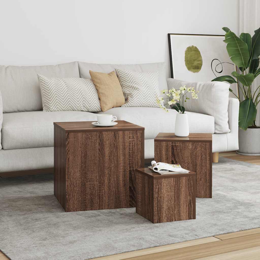 Tables d'appoint 3 pcs Chêne marron Bois d'ingénierie - XIOS
