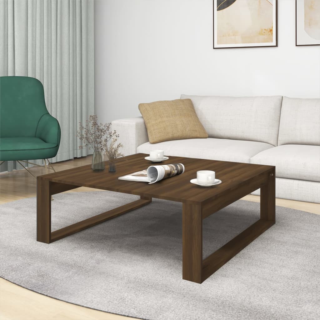 Table basse Chêne marron 100x100x35 cm Bois d'ingénierie - XIOS