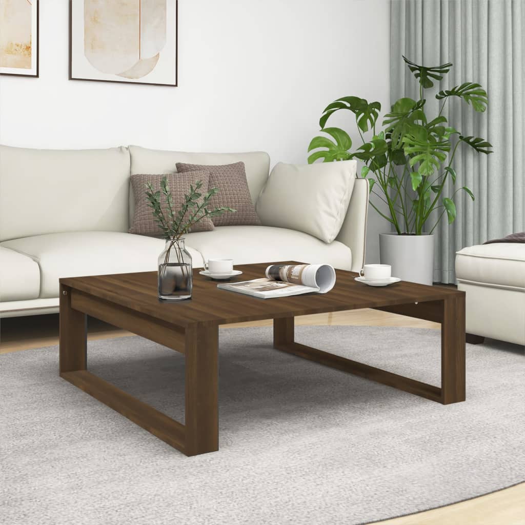 Table basse Chêne marron 100x100x35 cm Bois d'ingénierie - XIOS