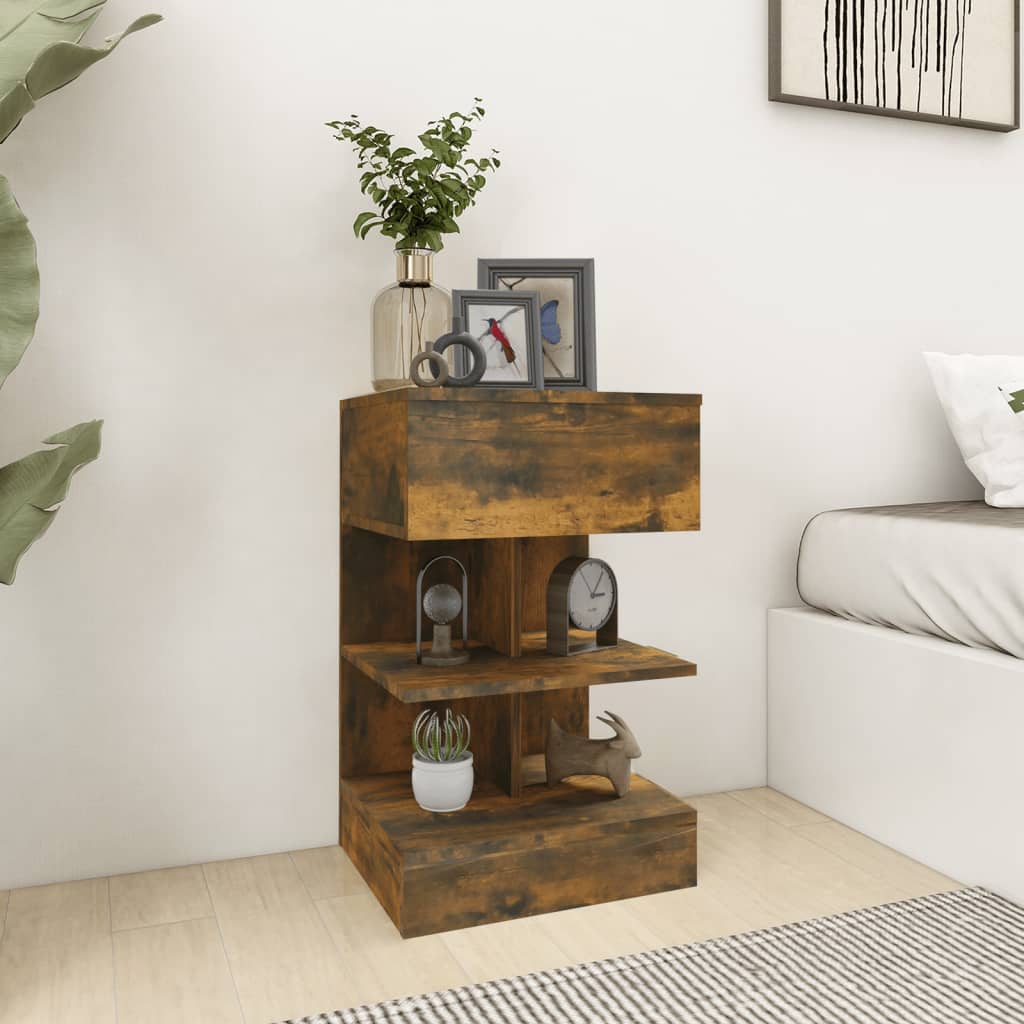 Tables de chevet 2 pcs chêne fumé 40x35x65 cm bois d’ingénierie - XIOS