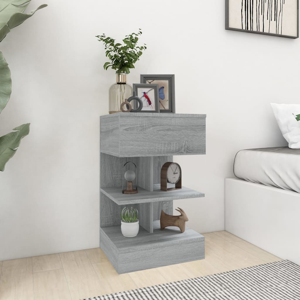 Table de chevet Sonoma gris 40x35x65 cm Bois d'ingénierie - XIOS