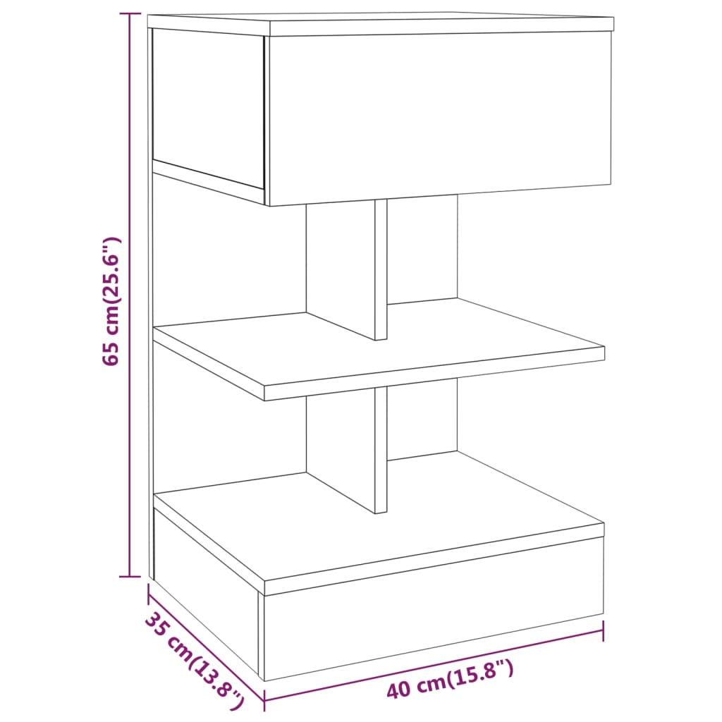 Tables de chevet 2 pcs Sonoma gris 40x35x65cm Bois d'ingénierie - XIOS