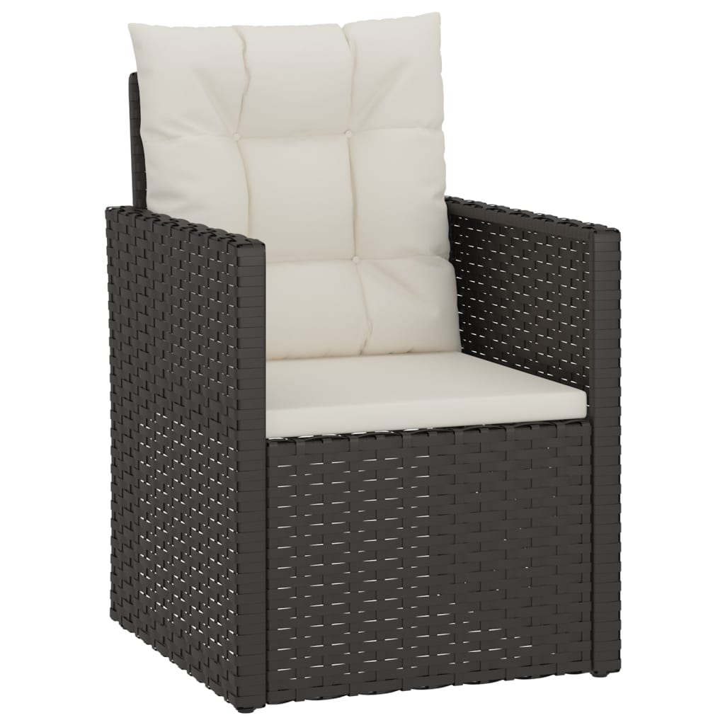 Mobilier d'extérieur 3 pcs avec coussins Résine tressée Noir