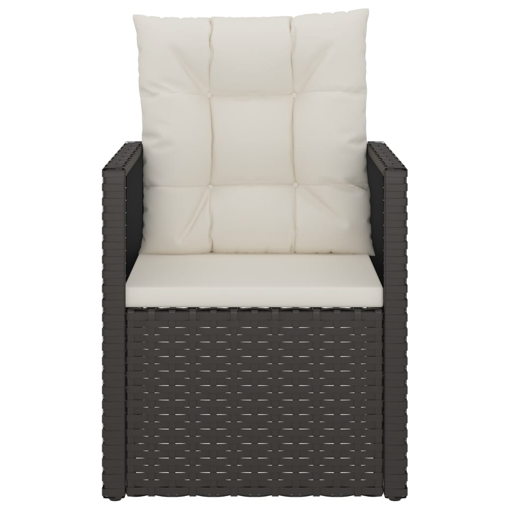 Mobilier d'extérieur 3 pcs avec coussins Résine tressée Noir