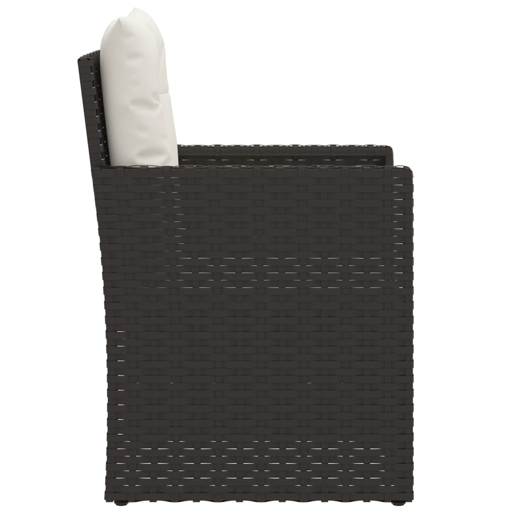 Mobilier d'extérieur 3 pcs avec coussins Résine tressée Noir