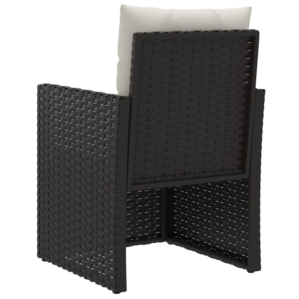 Mobilier d'extérieur 3 pcs avec coussins Résine tressée Noir