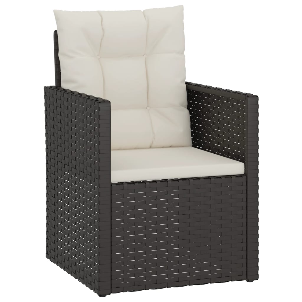 Mobilier d'extérieur 4 pcs avec coussins Résine tressée Noir