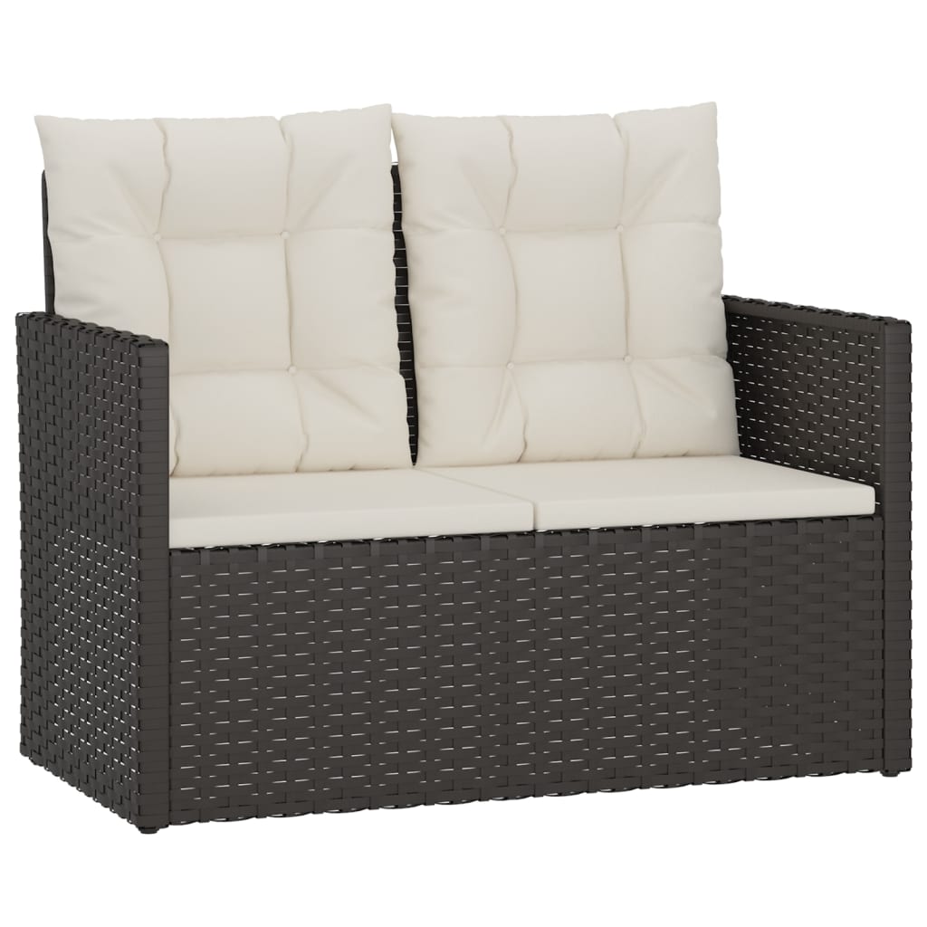 Mobilier d'extérieur 4 pcs avec coussins Résine tressée Noir