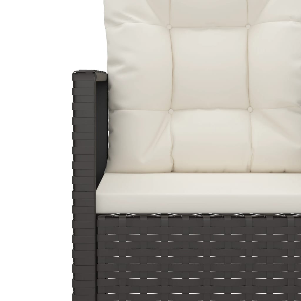 Mobilier d'extérieur 4 pcs avec coussins Résine tressée Noir
