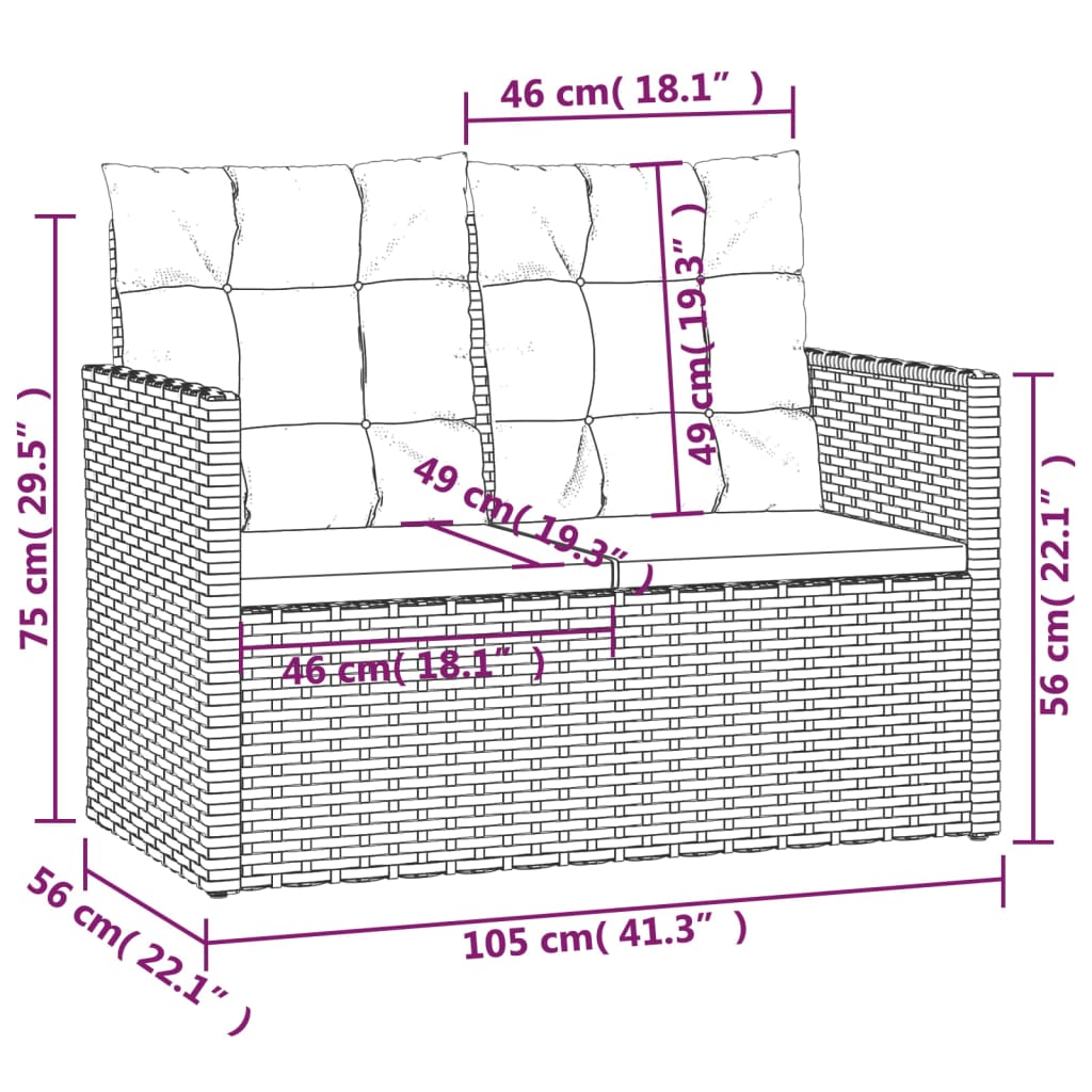 Mobilier d'extérieur 4 pcs avec coussins Résine tressée Noir