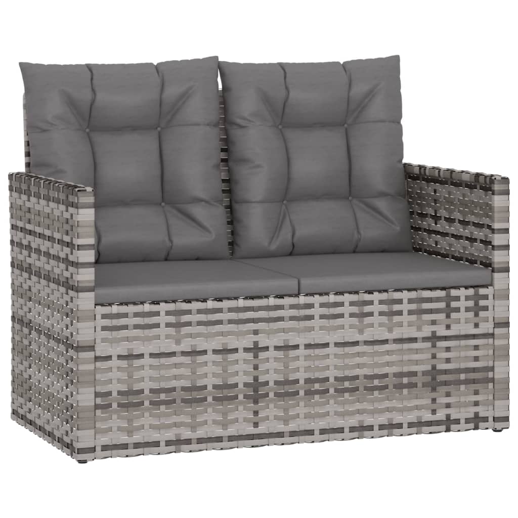 Mobilier d'extérieur 4 pcs avec coussins Résine tressée Gris