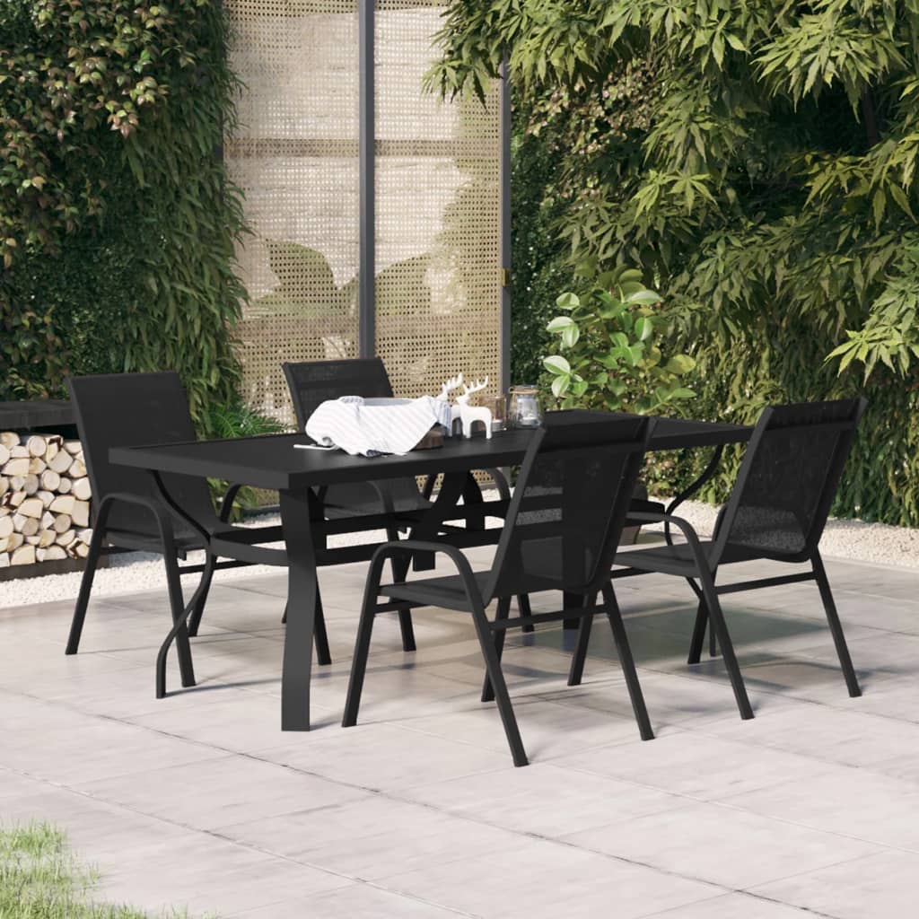 Ensemble à manger de jardin 5 pcs Noir