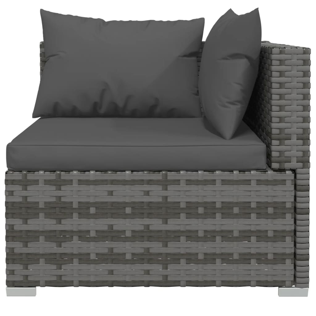 Salon de jardin 5 pcs avec coussins Résine tressée Gris