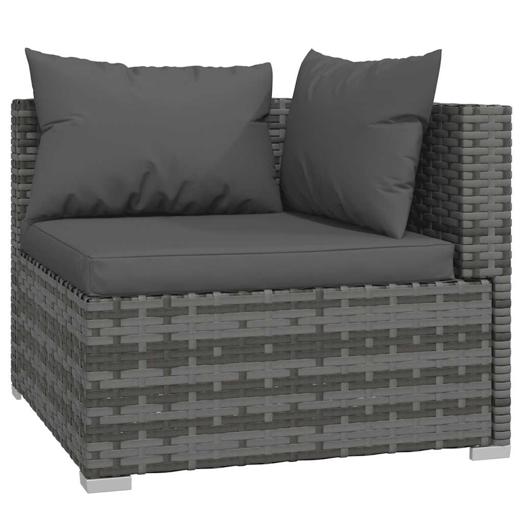 Salon de jardin 4 pcs avec coussins Résine tressée Gris - XIOS